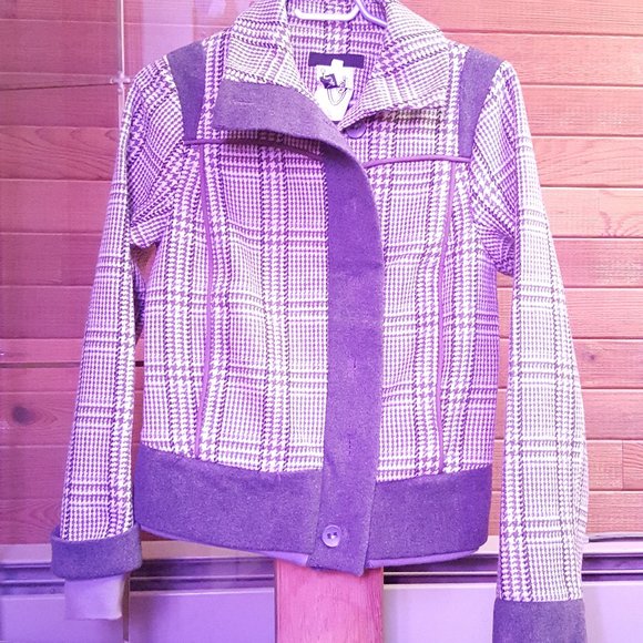 Wool Button Jacket Medium [80% Wool] Made In Canada - Picture 1 of 14